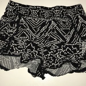 Black and White Flowy Shorts